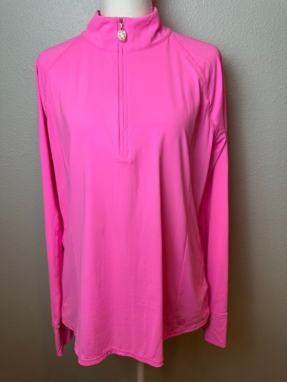 ✨ LIKE NEW ✨ Lilly Pulitzer XL Marion Mesh 1/2 Zip Luxletic Sunguard Pink